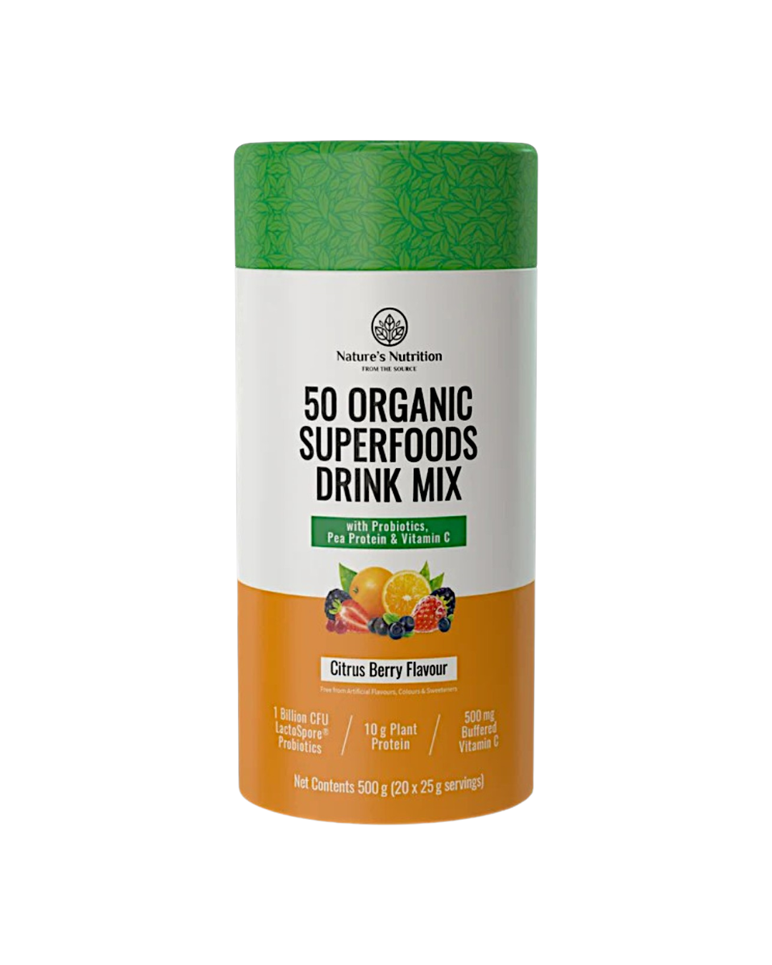 50 Organic Superfoods Drink Mix – Citrus Berry Flavour 500g