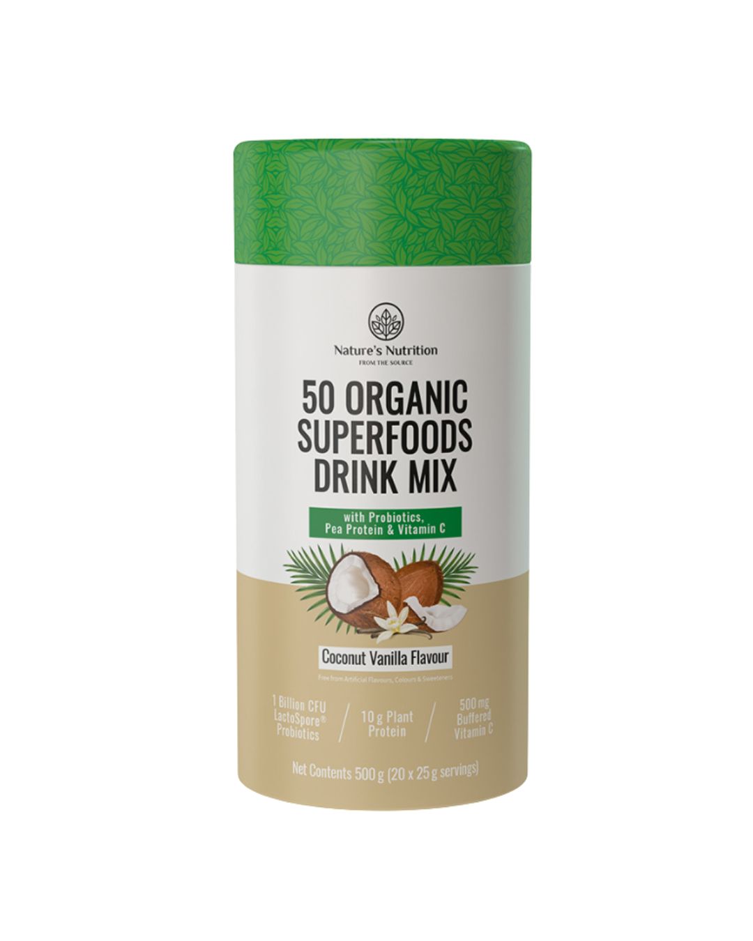 50 Organic Superfoods Drink Mix – Coconut Vanilla Flavour 500g