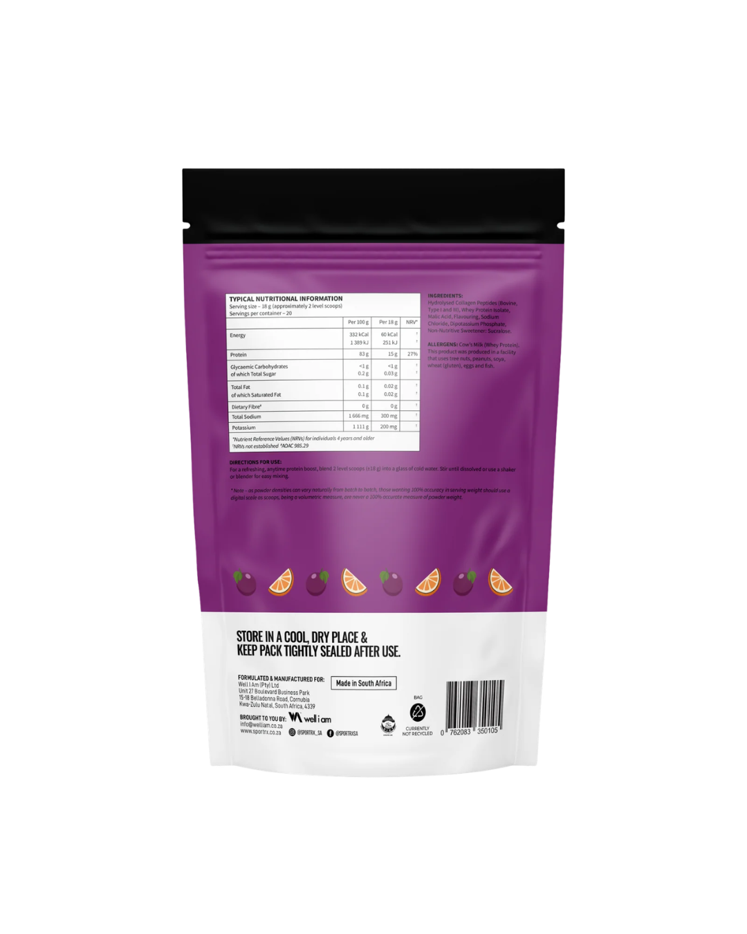 Sports RX Protein WTR Powder Passionfruit Orange 360g  Pouch