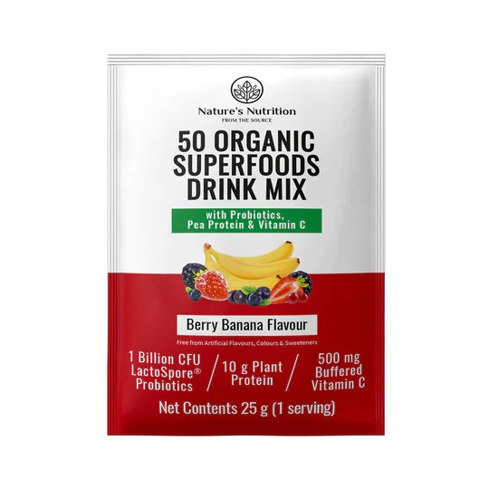 50 Organic Superfoods Drink Mix - Berry Banana Sachet 25g