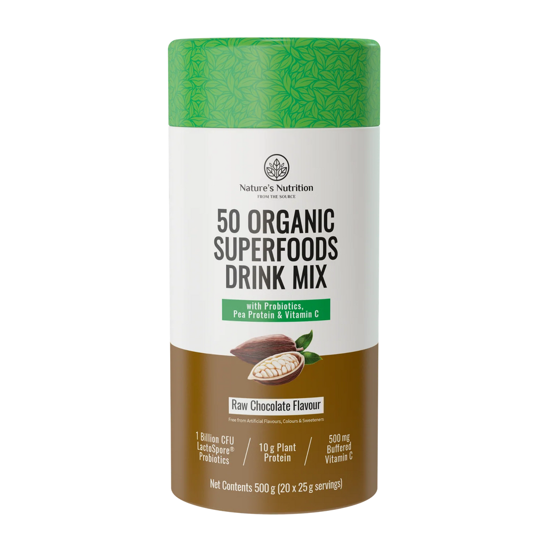 50 Organics Superfood Drink Mix Sachet | Raw Chocolate 500g