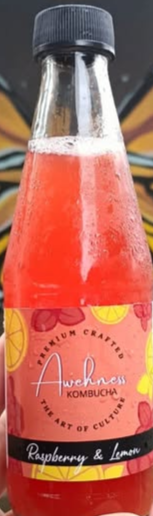 Raspberry and lemon kombucha 250ml - awehness