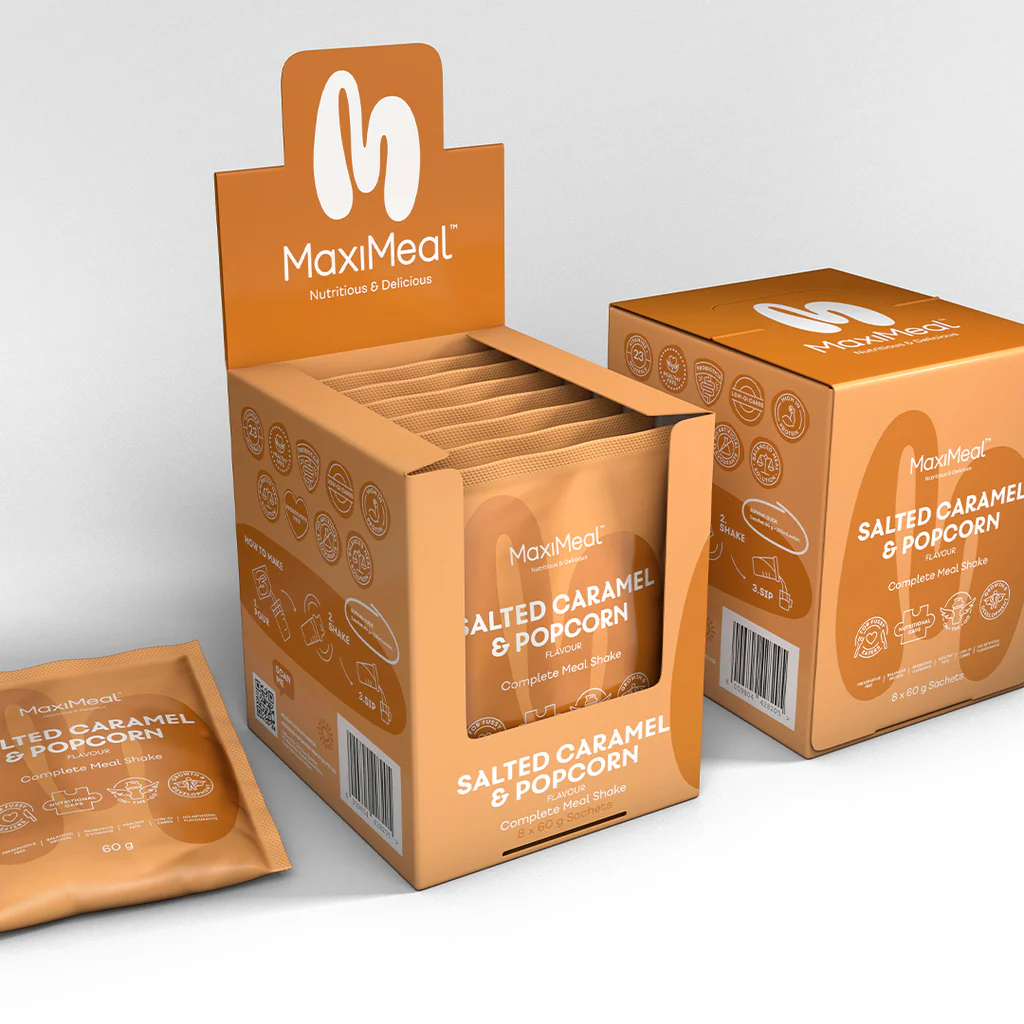 Salted Caramel &amp; Popcorn Meal Shake Box 8 x 60g sachets