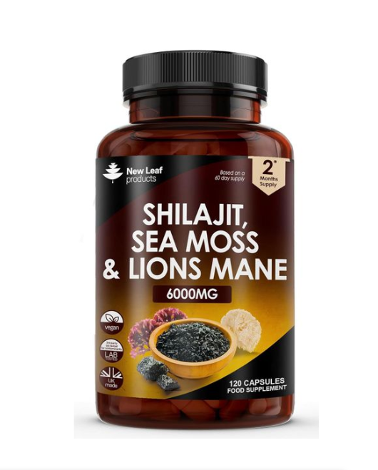 Shilajit Sea Moss &amp; Lions Mane (6000mg) 120caps